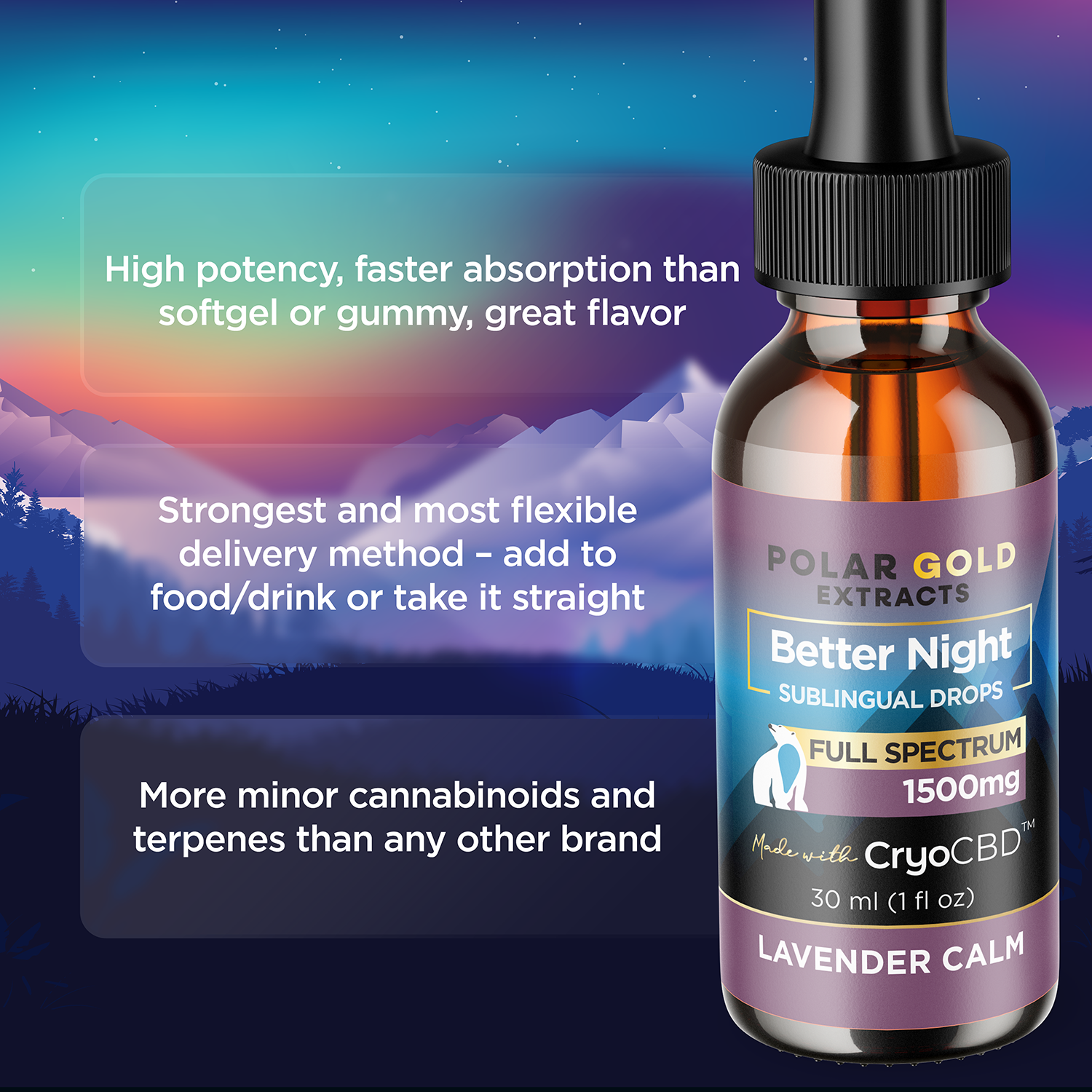 Better Night Sublingual Drops | 1500 - 3000mg CryoCBD
